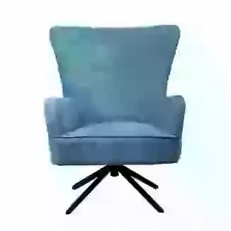 Ocean Blue Chenille Fabric Swivel Accent Chair